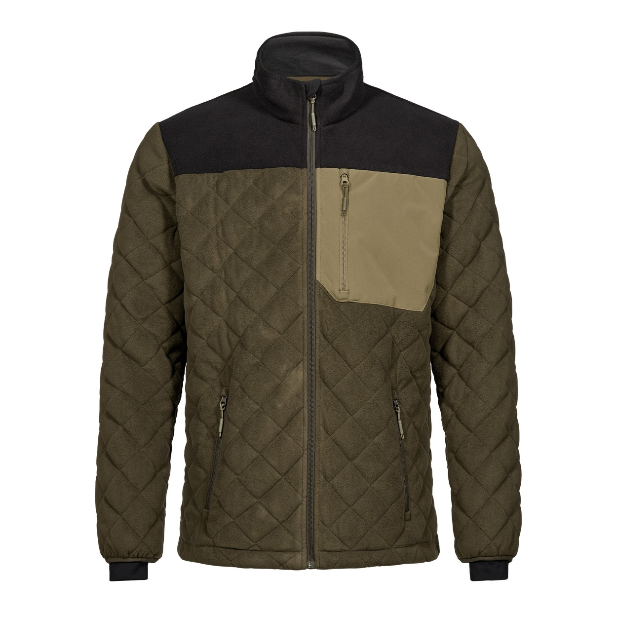 ENGEL Entire 1326-143 Gestepptes-Fleecejacke in Forest Green/Schwarz – Vorderansicht