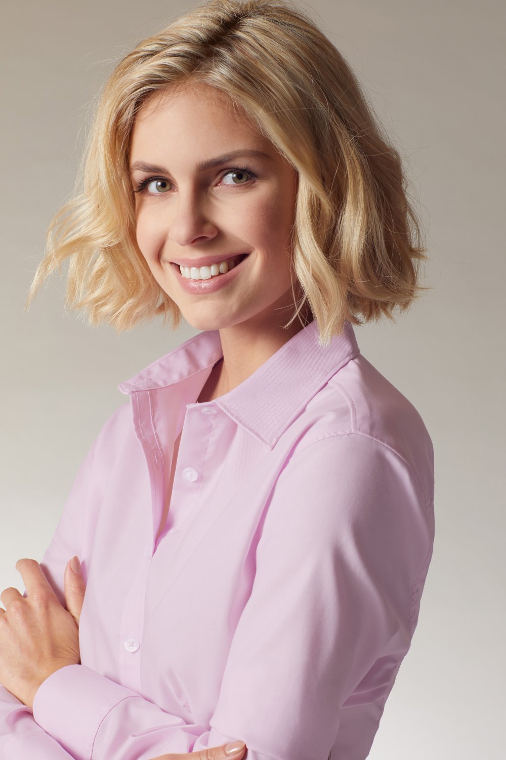 Daiber Ladies' Shirt Long-Sleeved Micro-Twill in White – Modellansicht