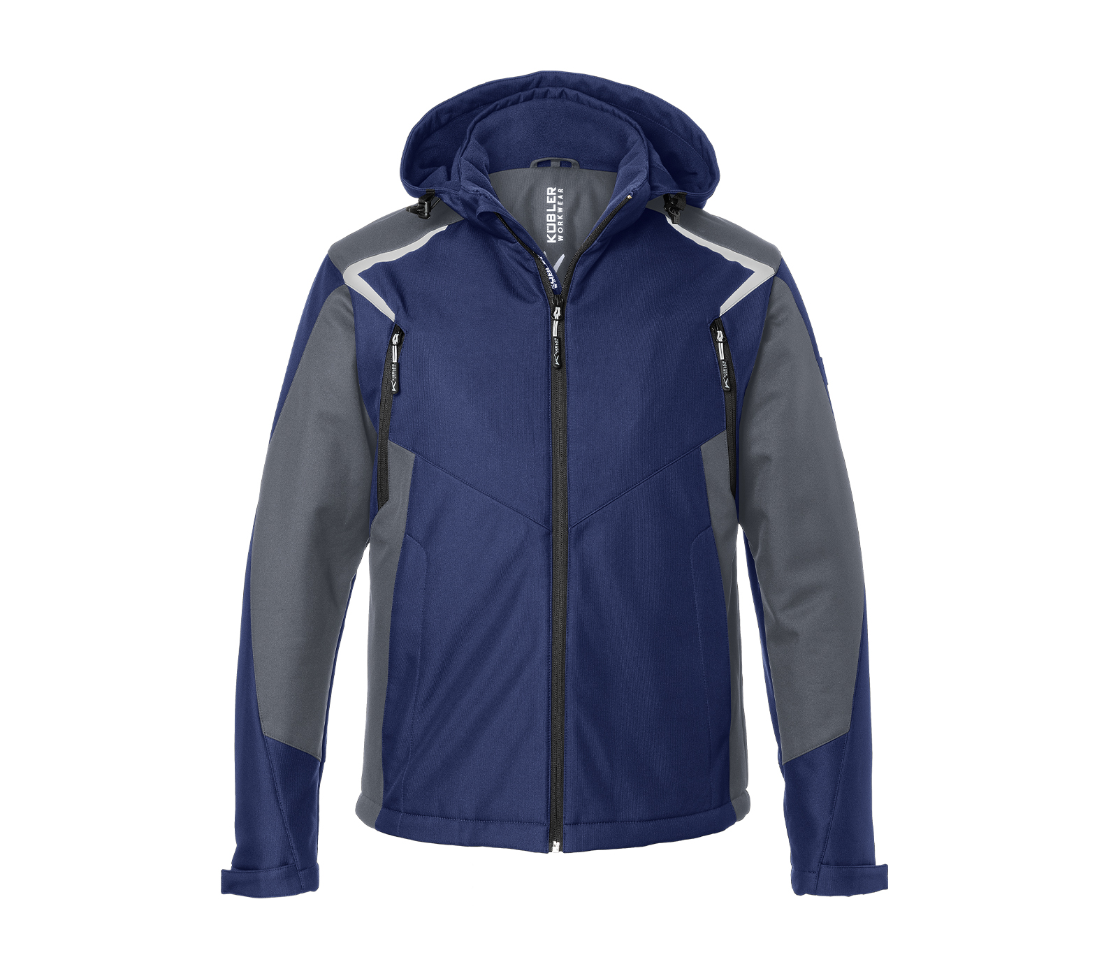 KÜBLER BODYFORCE Winter Softshell Jacke in Dunkelblau/Anthrazit – Vorderansicht