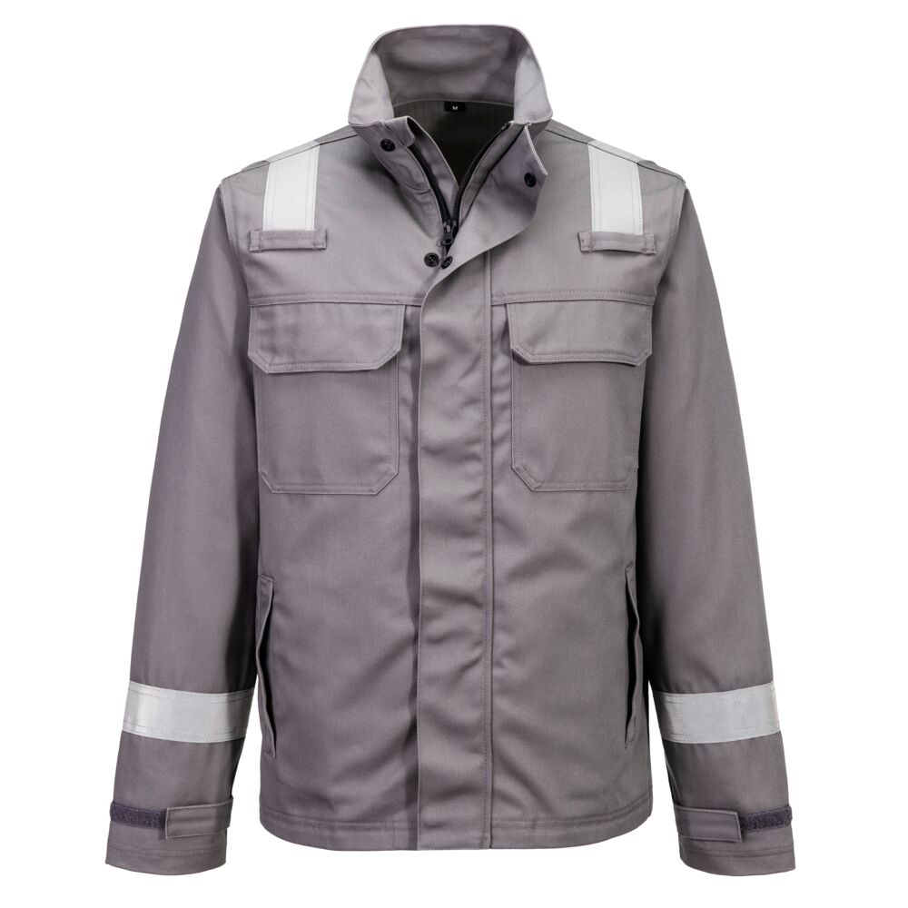 Portwest Bizflame Work+ FR Jacket in Grau – Vorderansicht