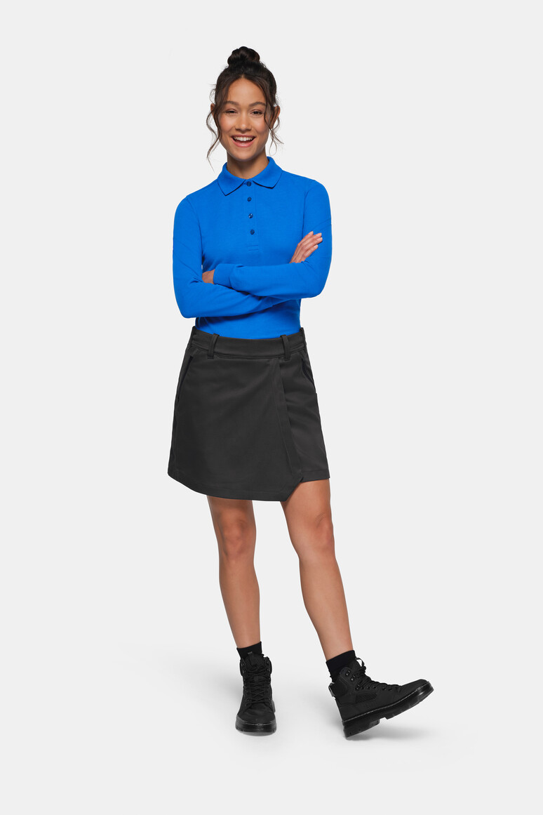 HAKRO 712 Damen Performanceskort ECO in Karbongrau – Modellansicht