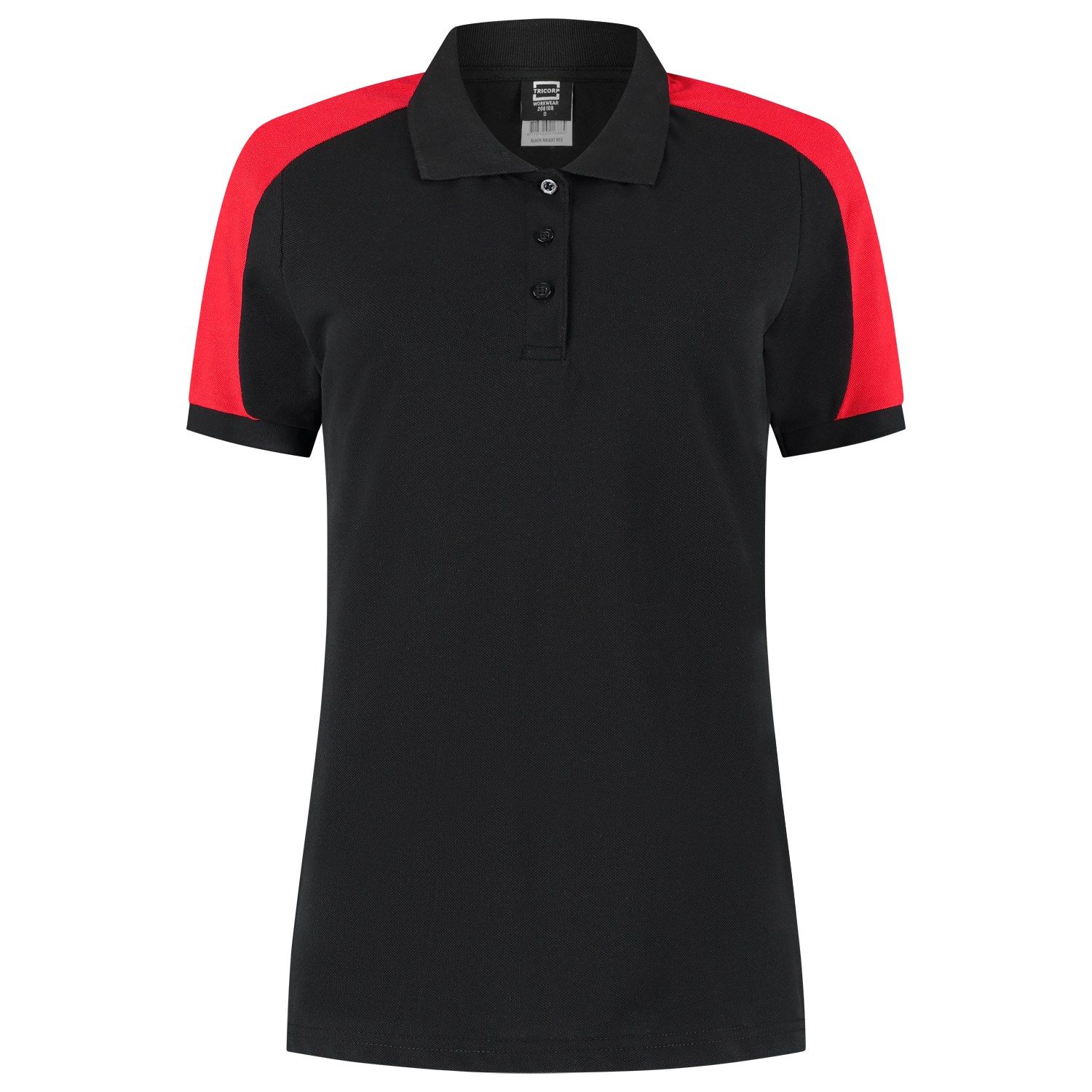 TRICORP Poloshirt Bicolor Redefined Damen in Black-Brightred – Vorderansicht