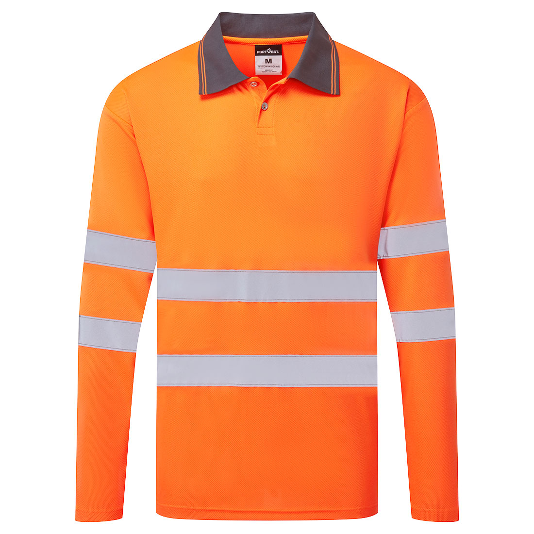 Portwest ES1 Essential Hi-Vis Polo Shirt L/S in Orange – Vorderansicht