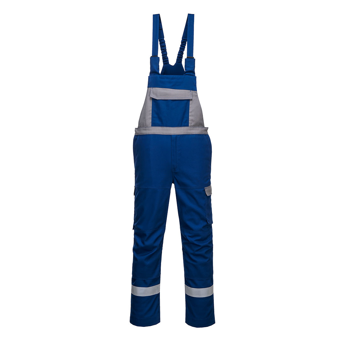 Portwest Bizflame Industry Two Tone FR Bib and Brace in Royalblau – Vorderansicht