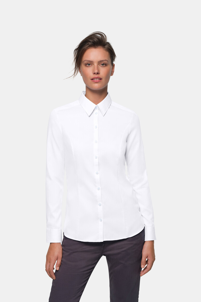 HAKRO 106 Bluse Business in Weiß – Modellansicht