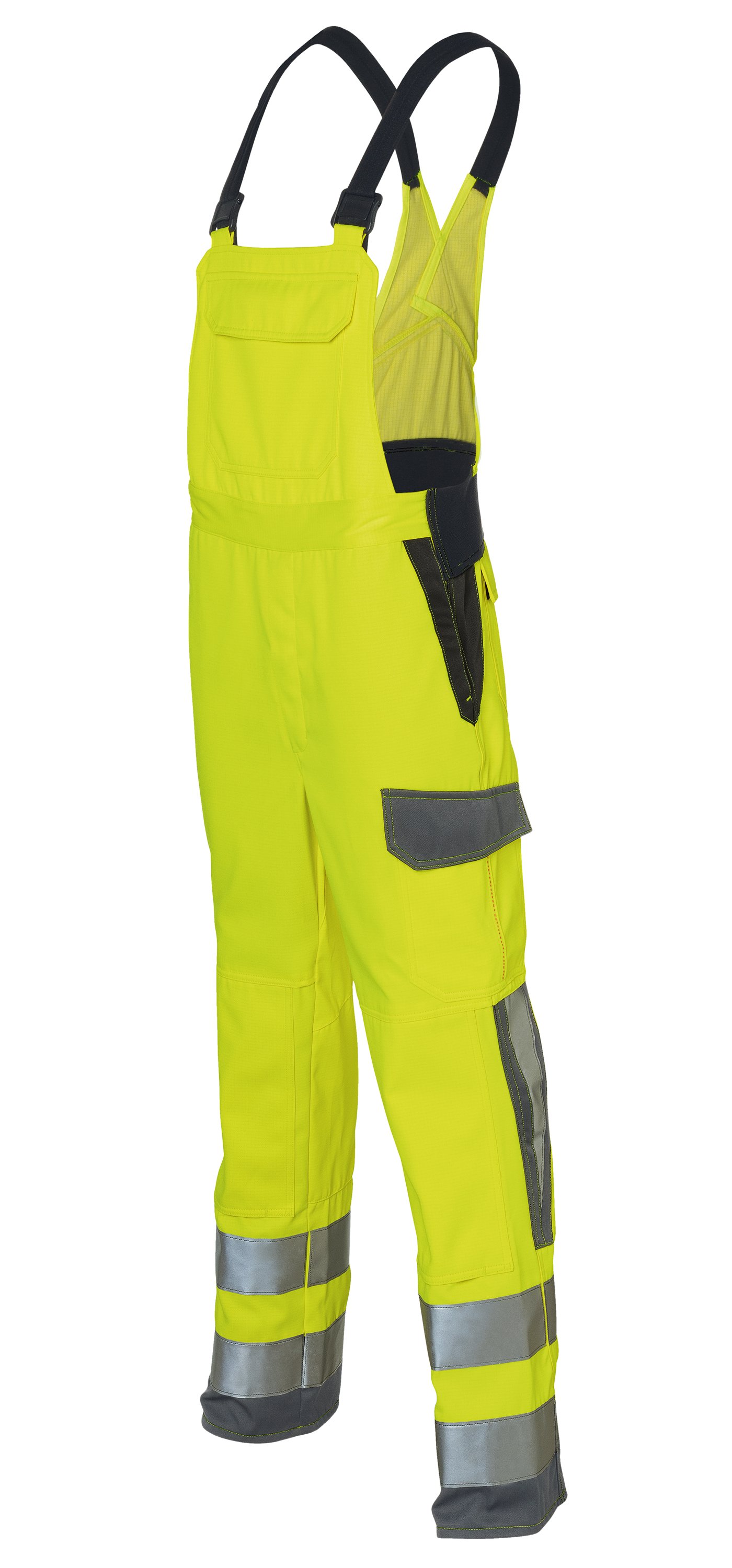 KÜBLER PROTECTIQ HIGH VIS Latzhose ARC2 PSA 3 in Warngelb/Anthrazit – Vorderansicht