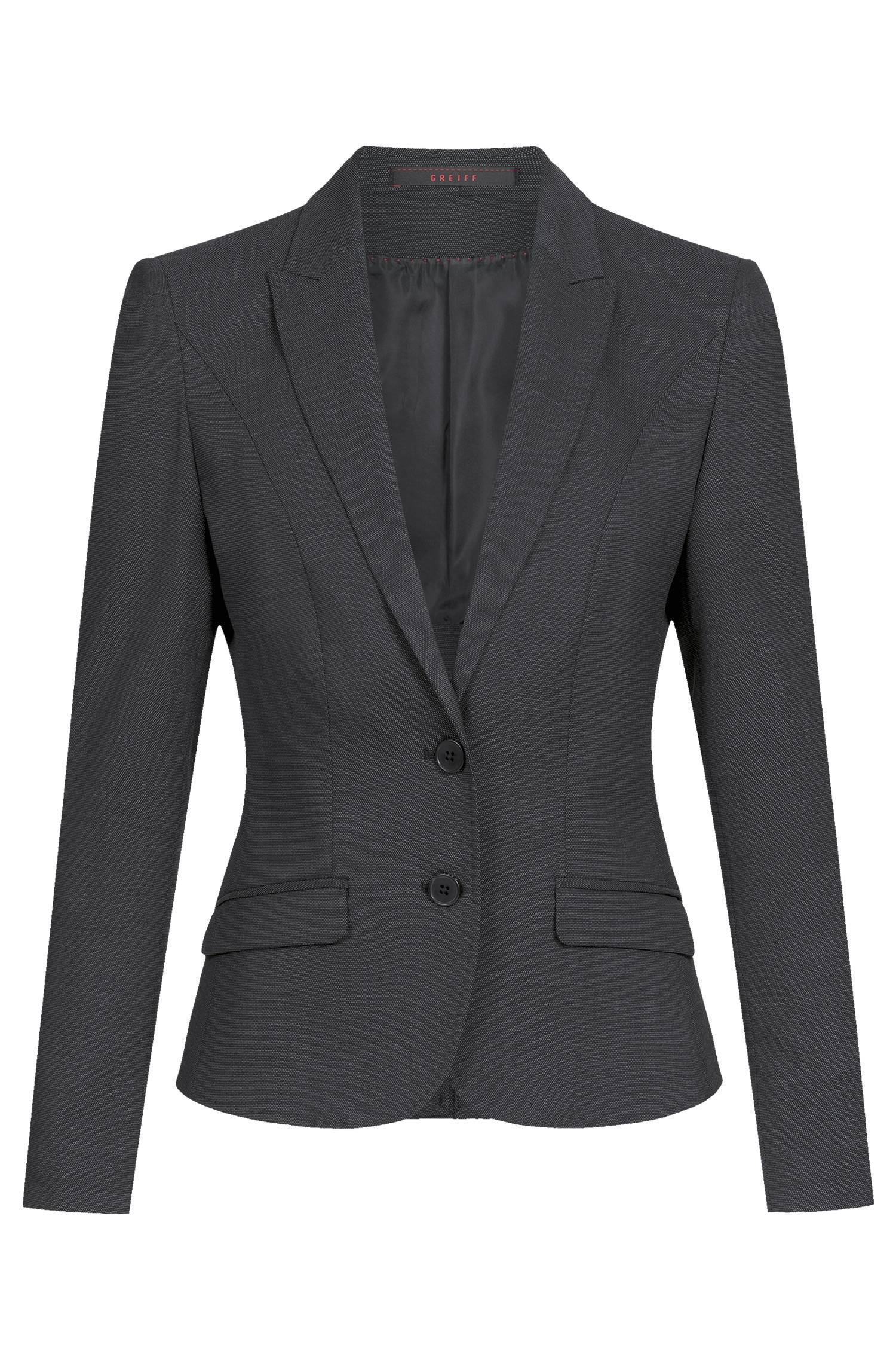 Greiff Damen-Blazer SF Modern 37.5 in Pinpoint Schwarz – Vorderansicht
