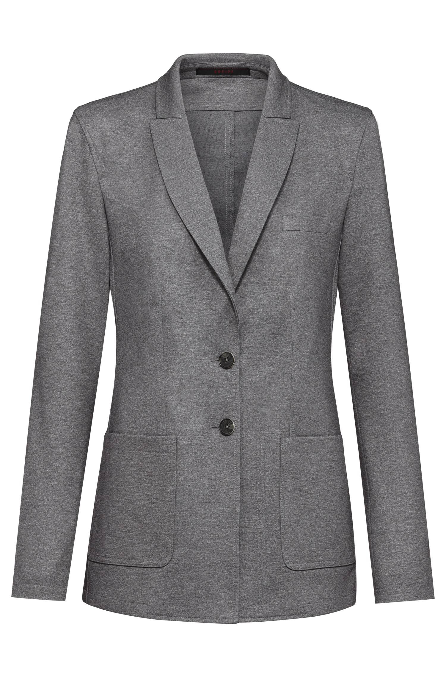 Greiff Damen-Jerseylangblazer RF Casual in Hellgrau Meliert – Vorderansicht