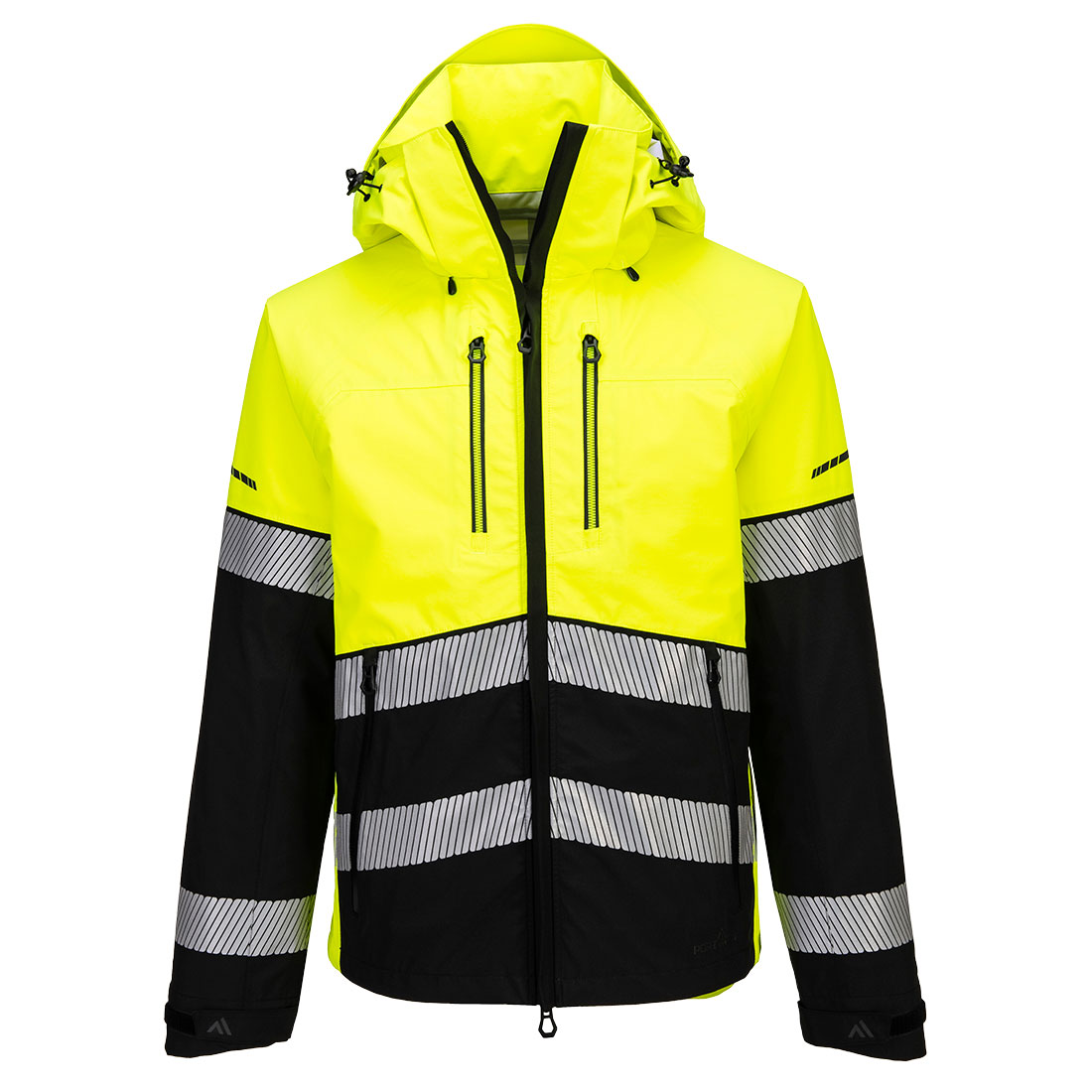 Portwest EV4 Hi-Vis Shell Jacket (3L) in Gelb/Schwarz – Vorderansicht