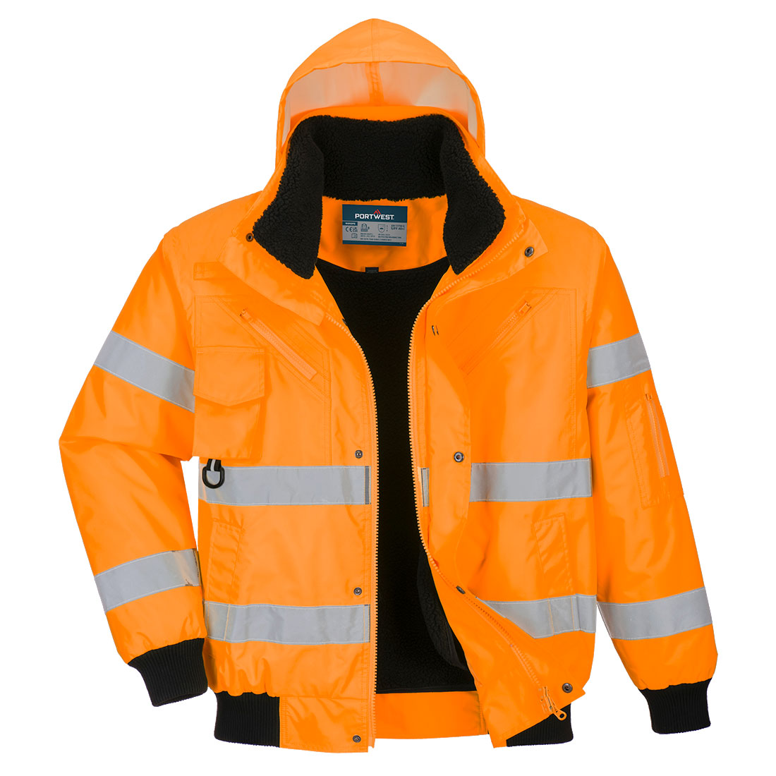 Portwest Hi-Vis 3-in-1 Bomber Jacket in Orange – Vorderansicht