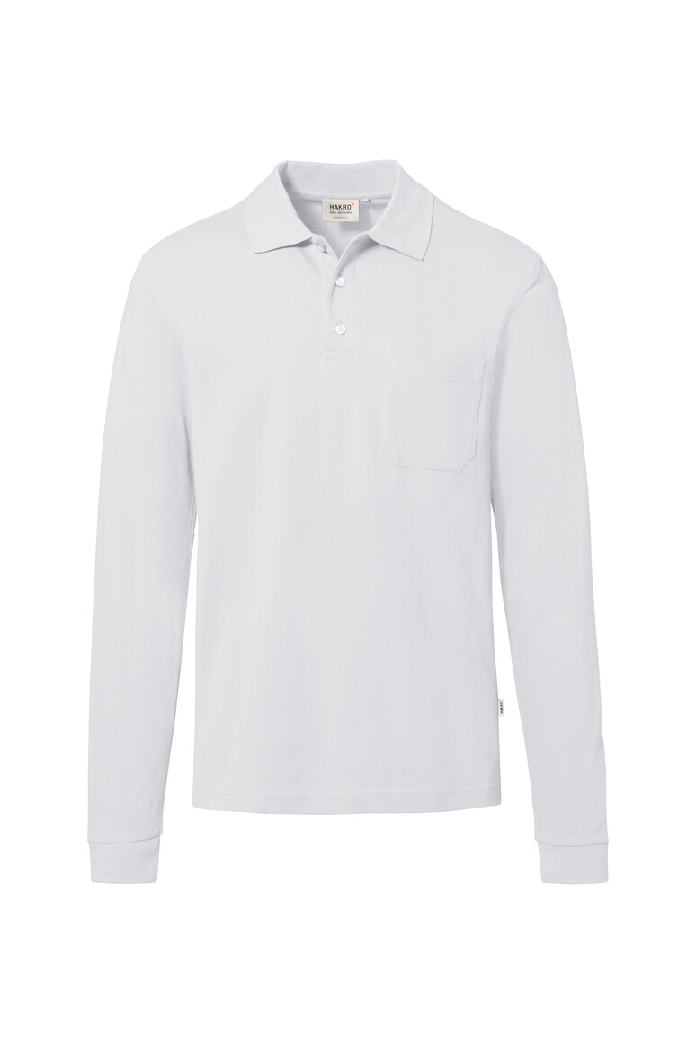 HAKRO 817 Pocket-Longsleeve-Polo MIKRALINAR® ECO in Weiß – Vorderansicht