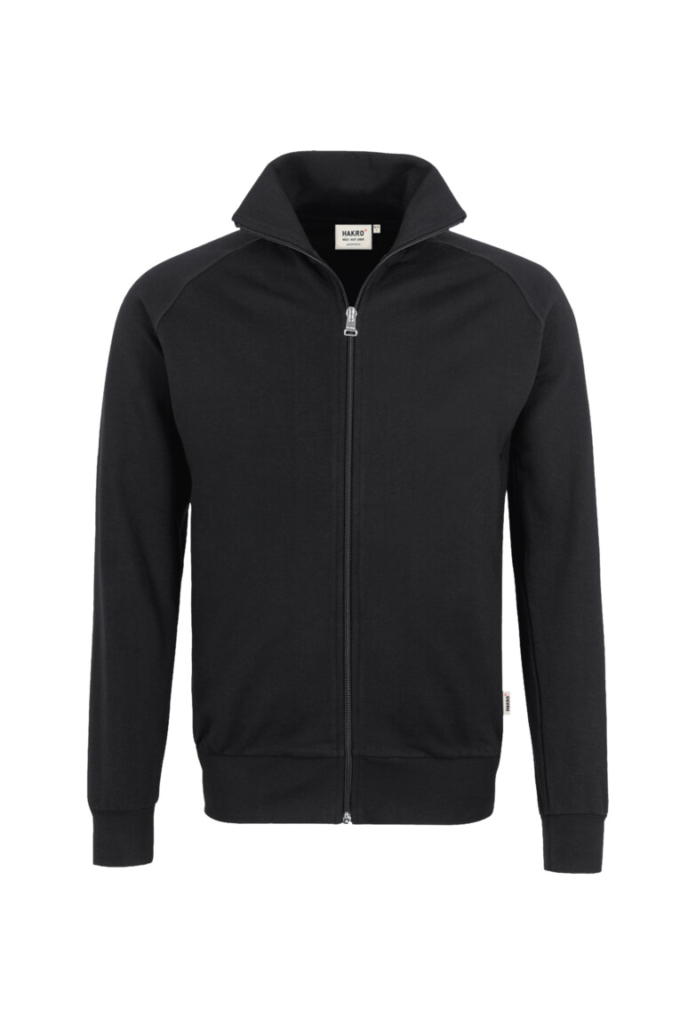 HAKRO 606 Sweatjacke Premium in Schwarz – Vorderansicht