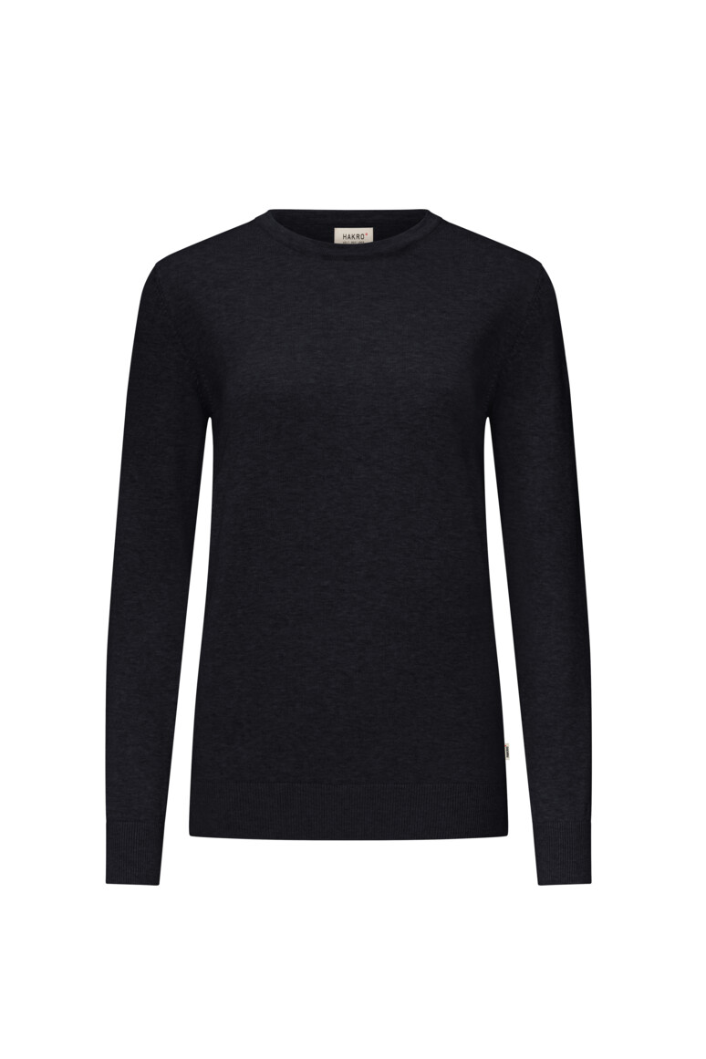 HAKRO 135 Damen Pullover Premium-Baumwolle in Schwarz – Vorderansicht
