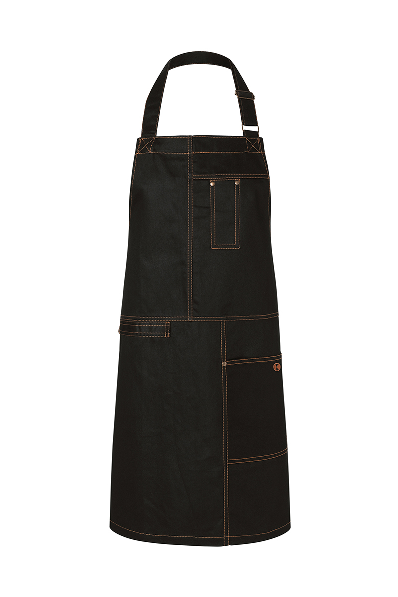Karlowsky Latzschürze Urban Casual-Style in Schwarz – Vorderansicht