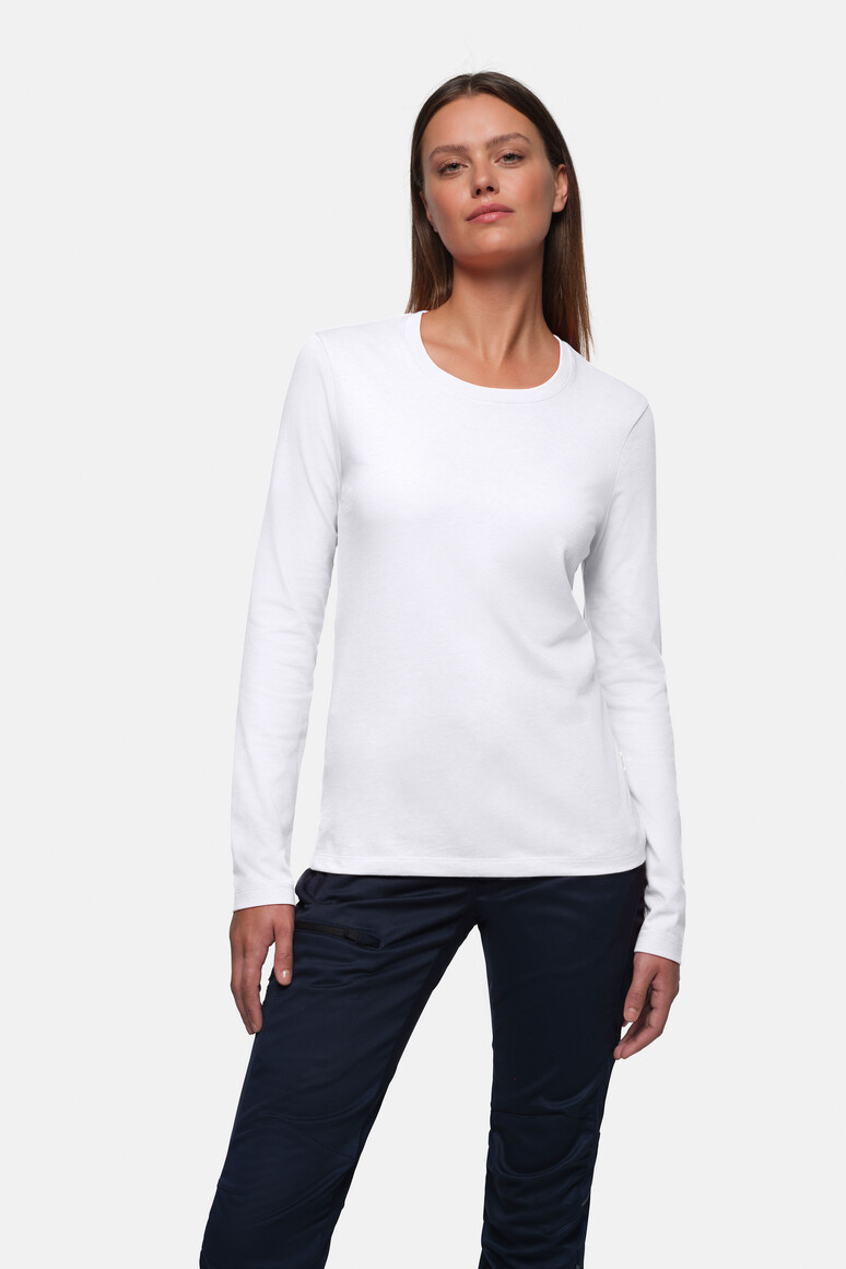 HAKRO 179 Damen Longsleeve MIKRALINAR® in Weiß – Modellansicht