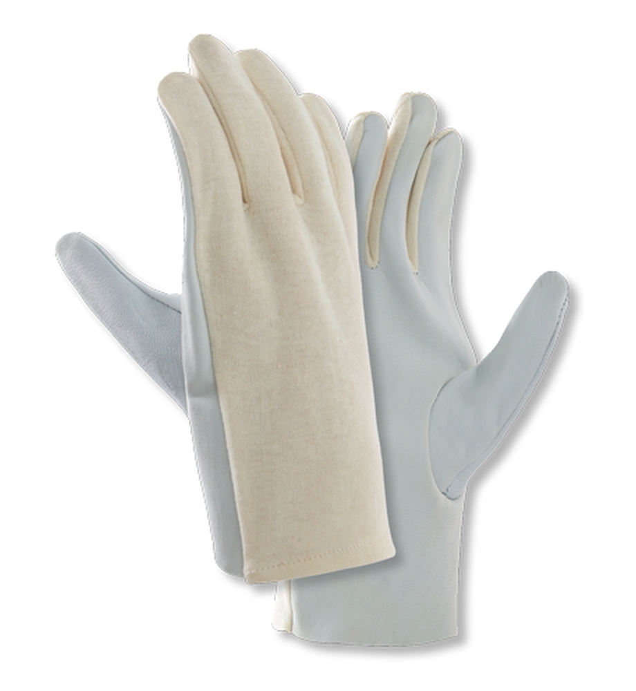 teXXor® Ziegen-/Schafsnappa-Handschuhe TRIKOTRÜCKEN in Natur – Vorderansicht
