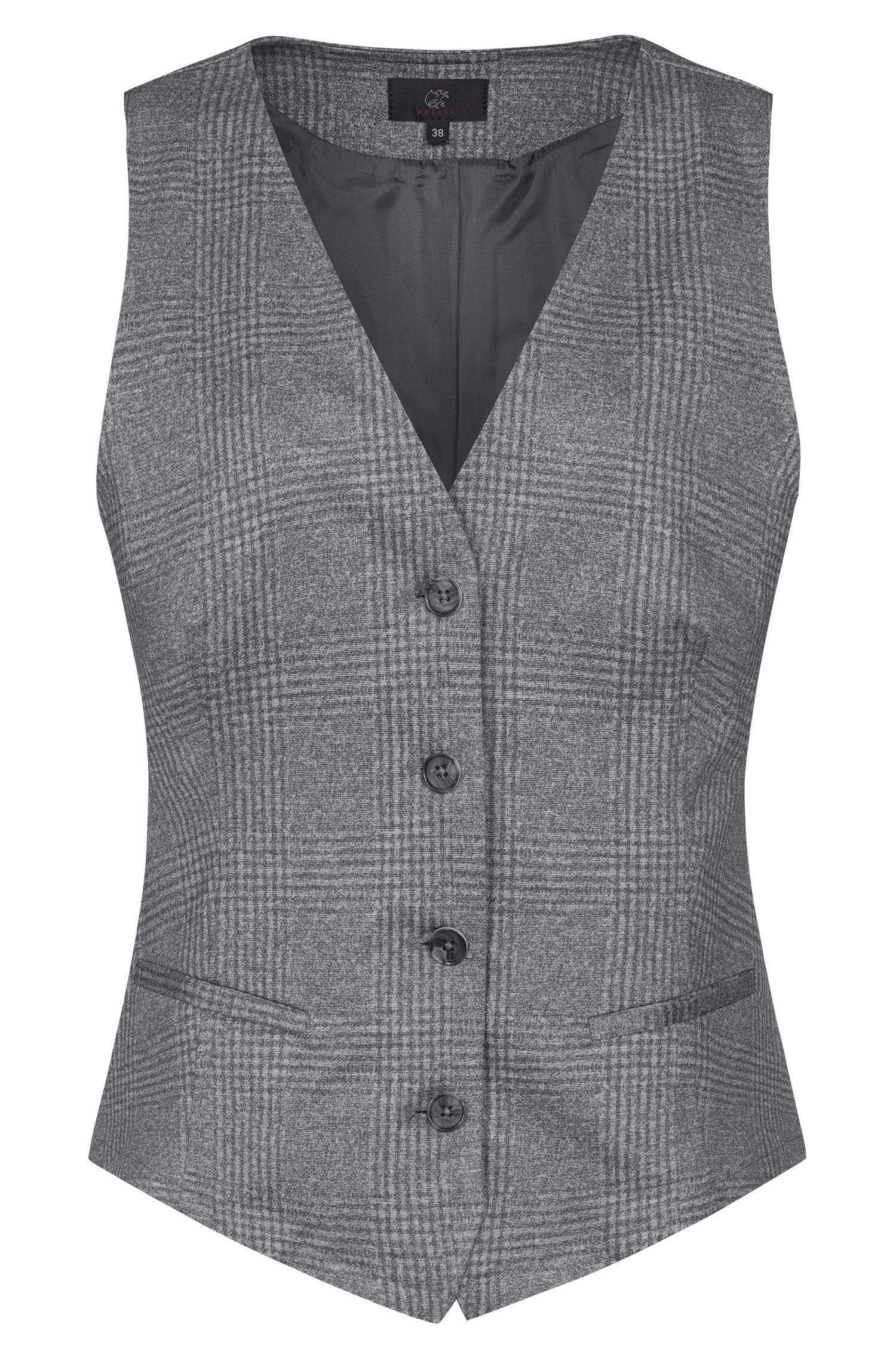Greiff Damen-Jerseyweste RF Casual in Glencheck Hellgrau – Vorderansicht