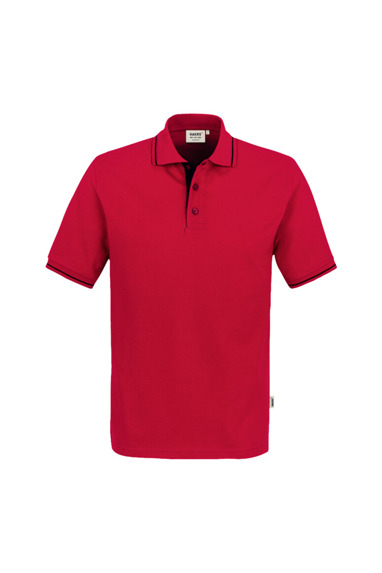 HAKRO 803 Poloshirt Casual in Rot/Schwarz – Vorderansicht