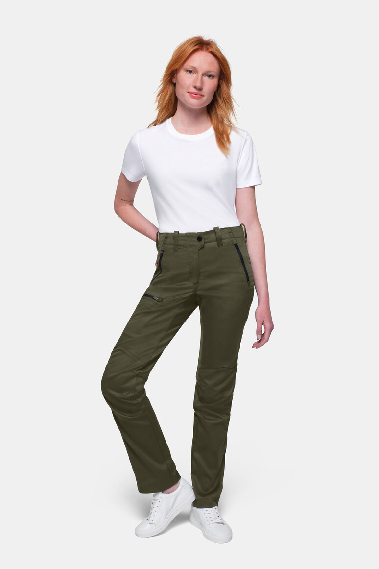 HAKRO 710 Damen Performancehose ECO in Olive – Modellansicht