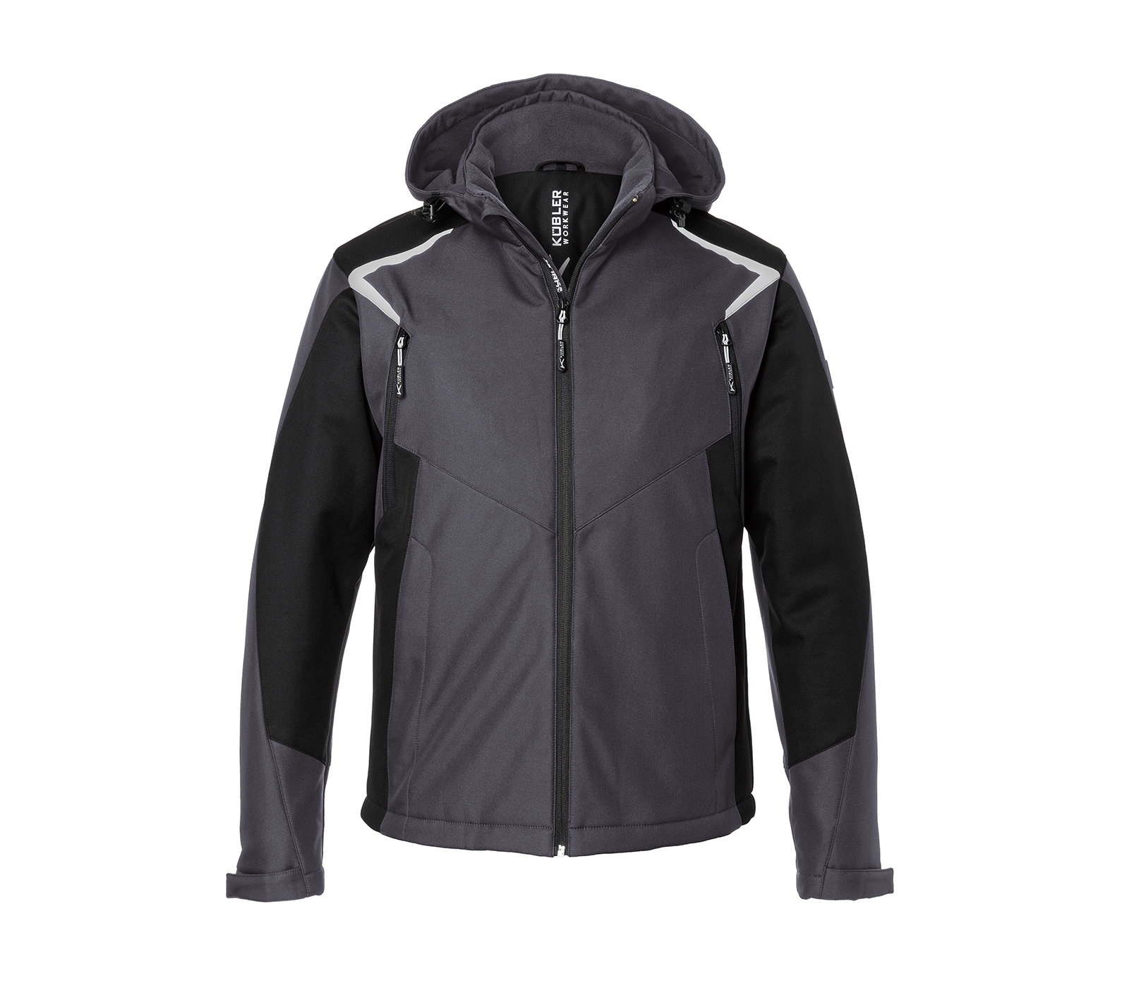 KÜBLER BODYFORCE Winter Softshell Jacke in Anthrazit/Schwarz – Vorderansicht