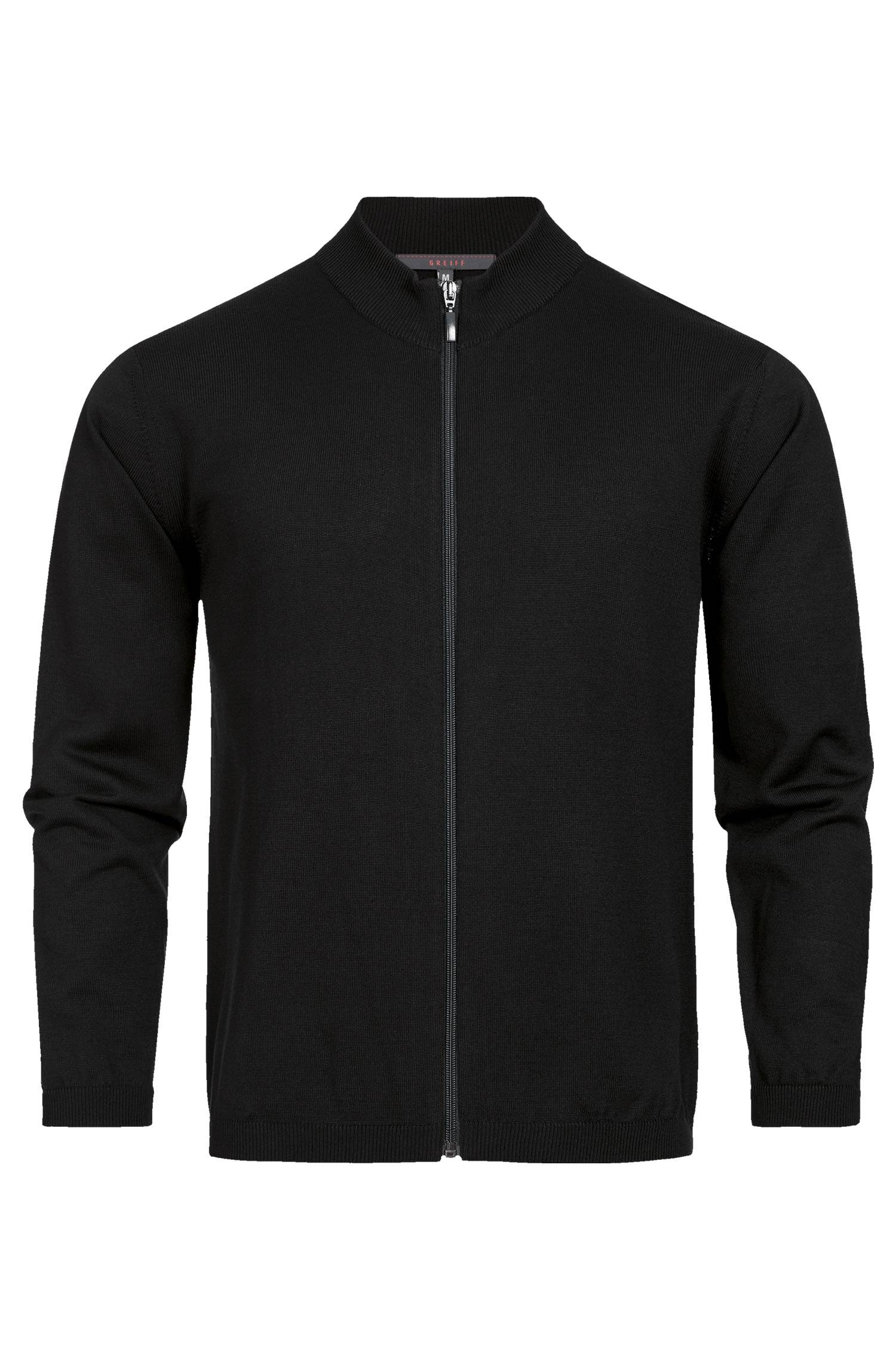 Greiff Herren-Strickjacke RF in Schwarz – Vorderansicht