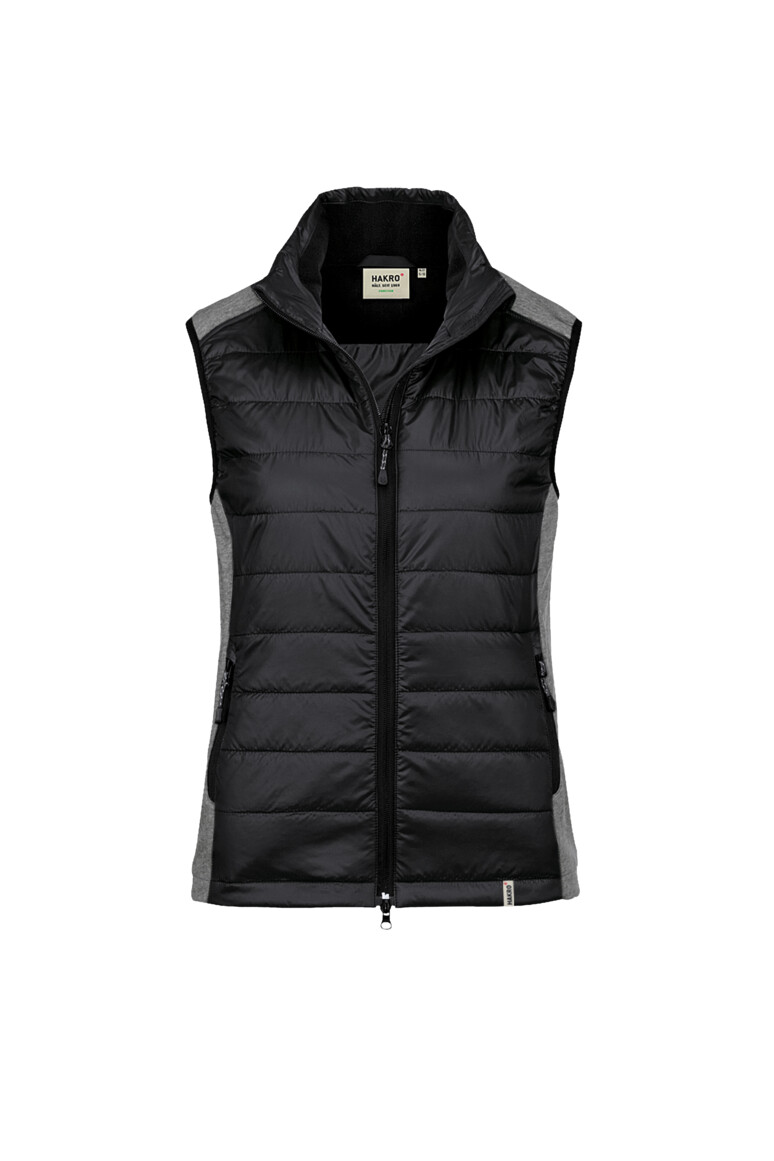 HAKRO 264 Damen Hybridweste Contrast in Schwarz – Vorderansicht