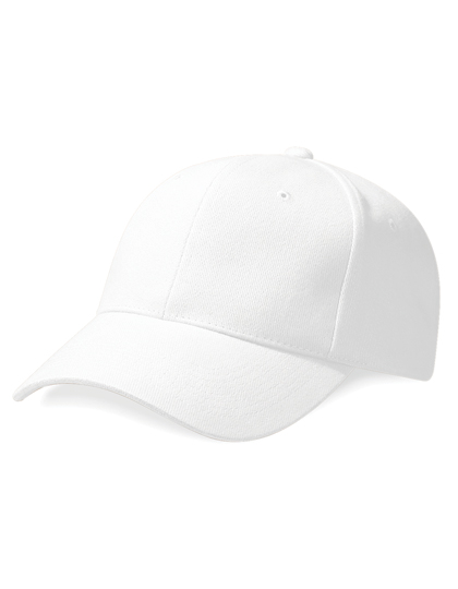 Beechfield Pro-Style Heavy Brushed Cotton Cap in White – Vorderansicht