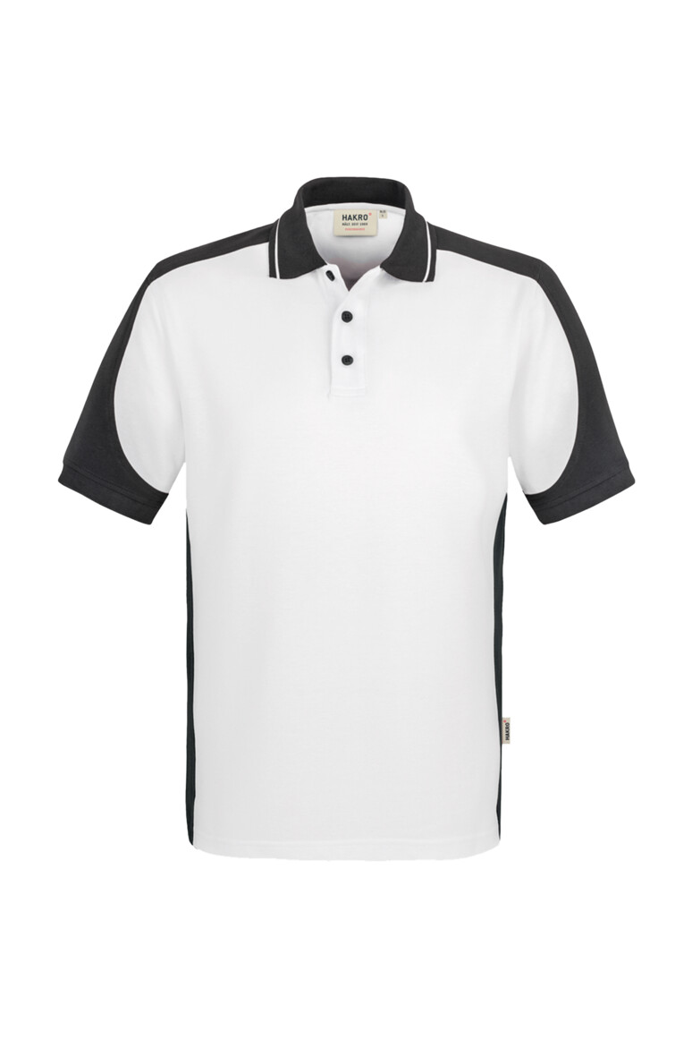 HAKRO 839 Poloshirt Contrast MIKRALINAR® in Weiß/Anthrazit – Vorderansicht