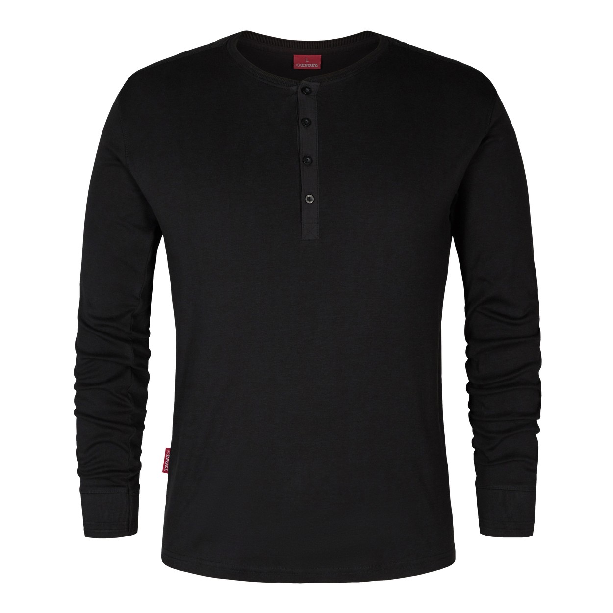 ENGEL Extend 9257-565 Grandad langarm-Shirt in Schwarz – Vorderansicht