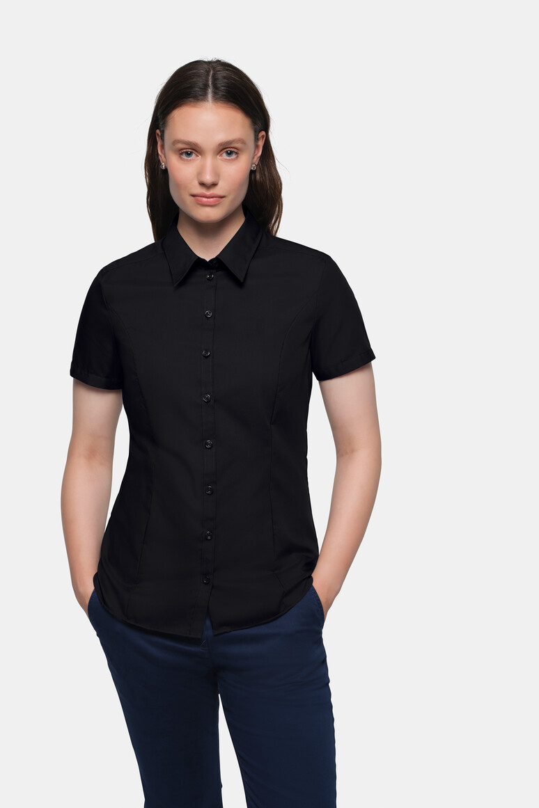HAKRO 112 1/2-Arm Bluse Business in Schwarz – Modellansicht
