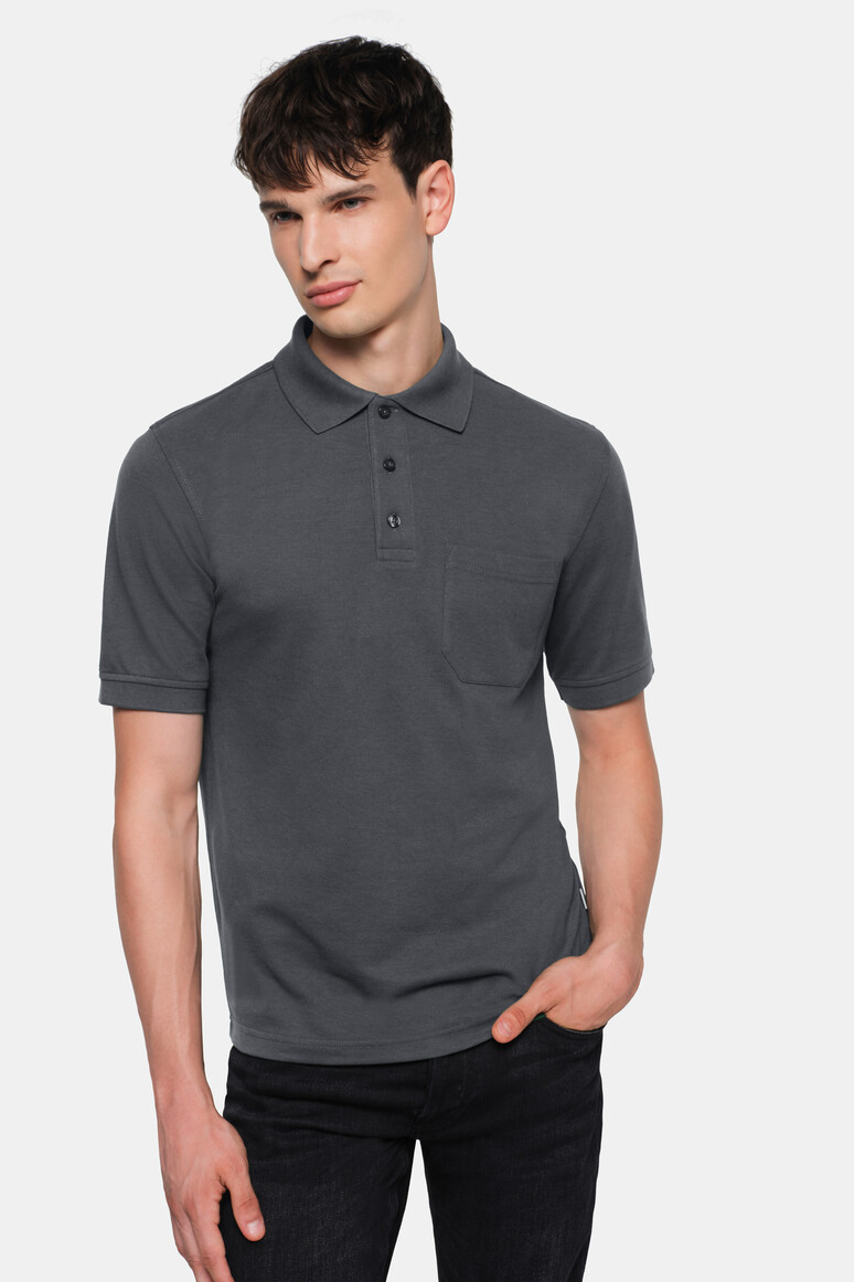 HAKRO 812 Pocket-Poloshirt MIKRALINAR® in Anthrazit – Modellansicht