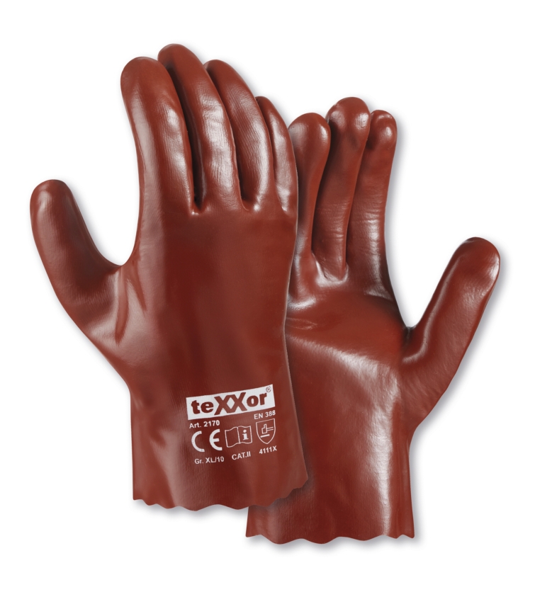 teXXor® PVC-Handschuhe ROTBRAUN in Rotbraun – Detailansicht