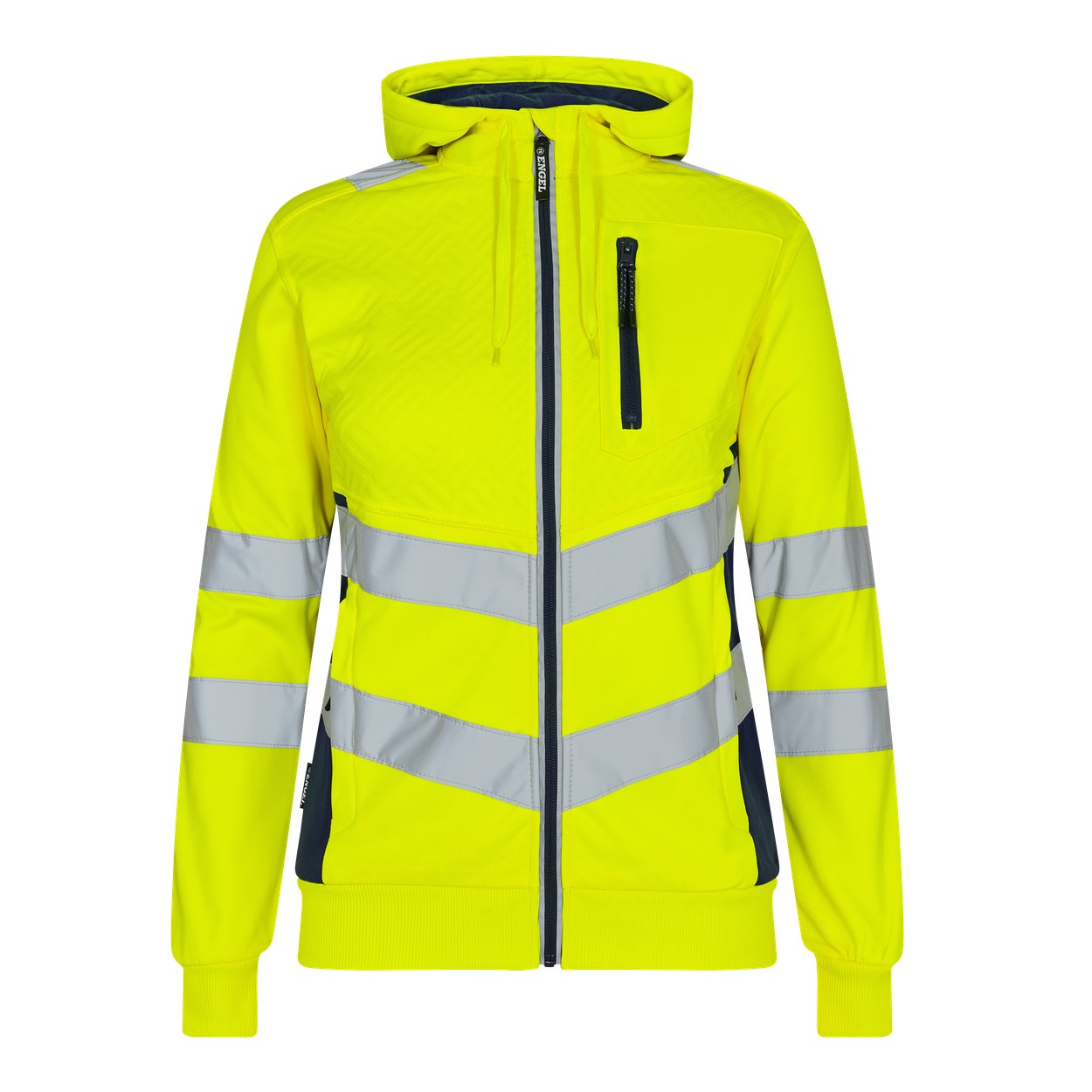 ENGEL Safety 8027-241 Damen Sweatcardigan in Gelb/Blue Ink – Vorderansicht