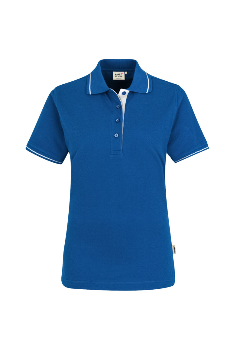 HAKRO 203 Damen Poloshirt Casual in Royalblau/Weiß – Vorderansicht