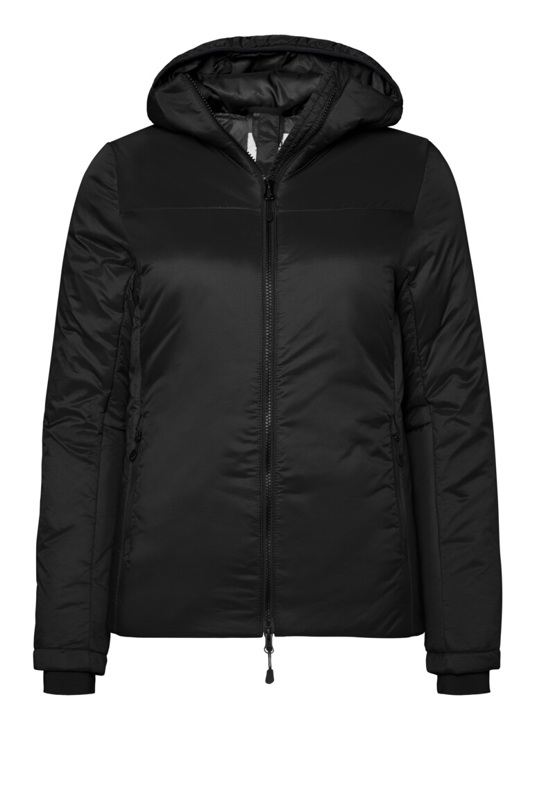 HAKRO 289 Damen Kapuzen-Thermo-Loftjacke in Schwarz – Vorderansicht