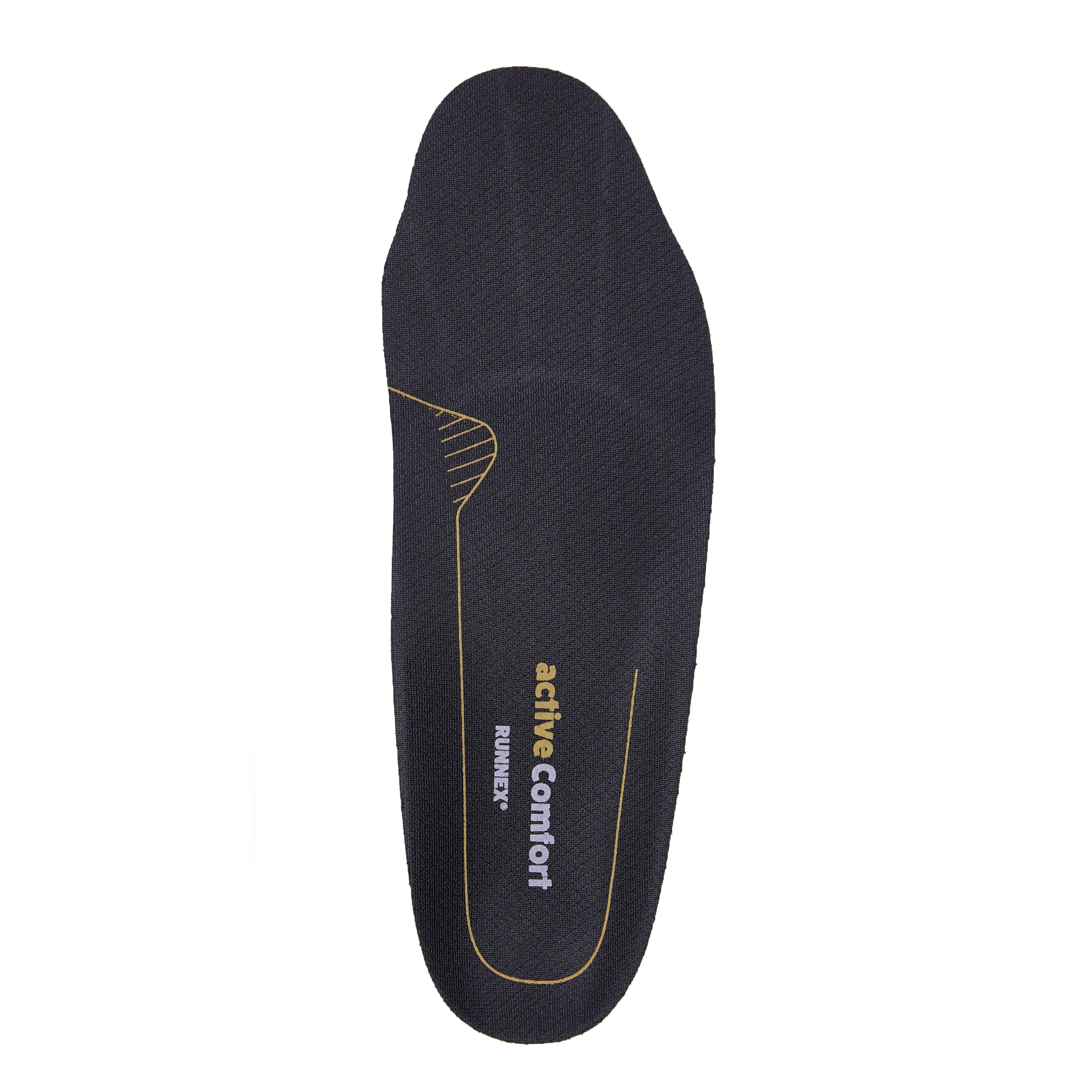 RUNNEX®Semi-orthopädische Einlegesohle activeComfort low in Schwarz/Gelb – Vorderansicht