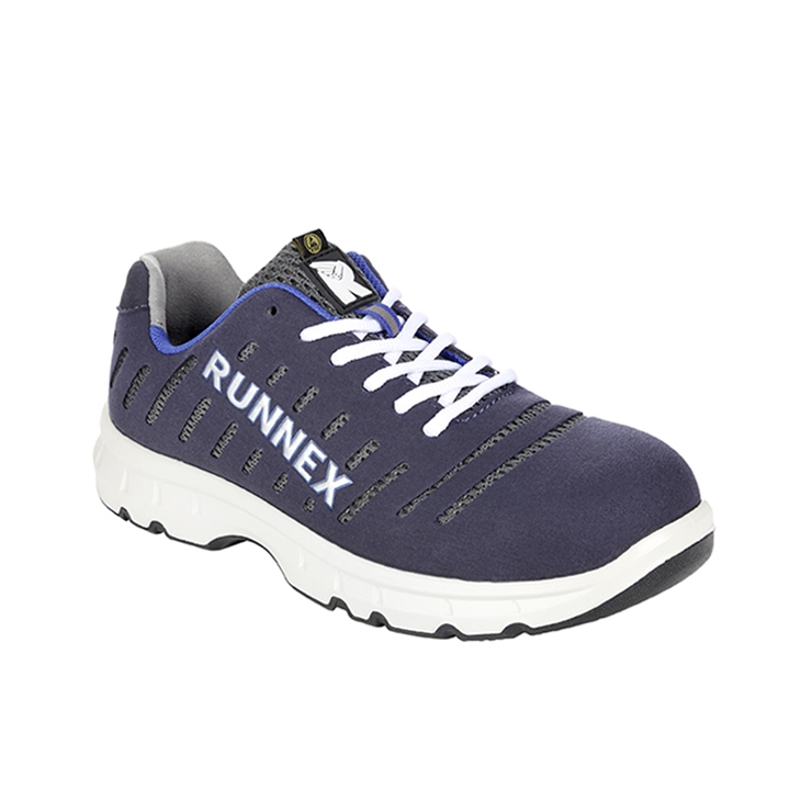 RUNNEX® S1PS-ESD-Sicherheitshalbschuhe FlexStar in Blau/Weiß/Grau – Vorderansicht