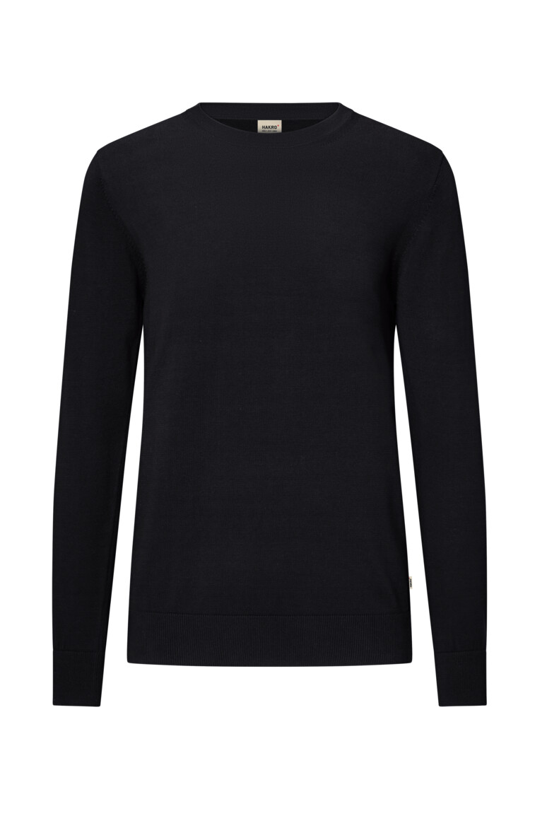 HAKRO 145 Pullover Premium-Baumwolle in Schwarz – Vorderansicht