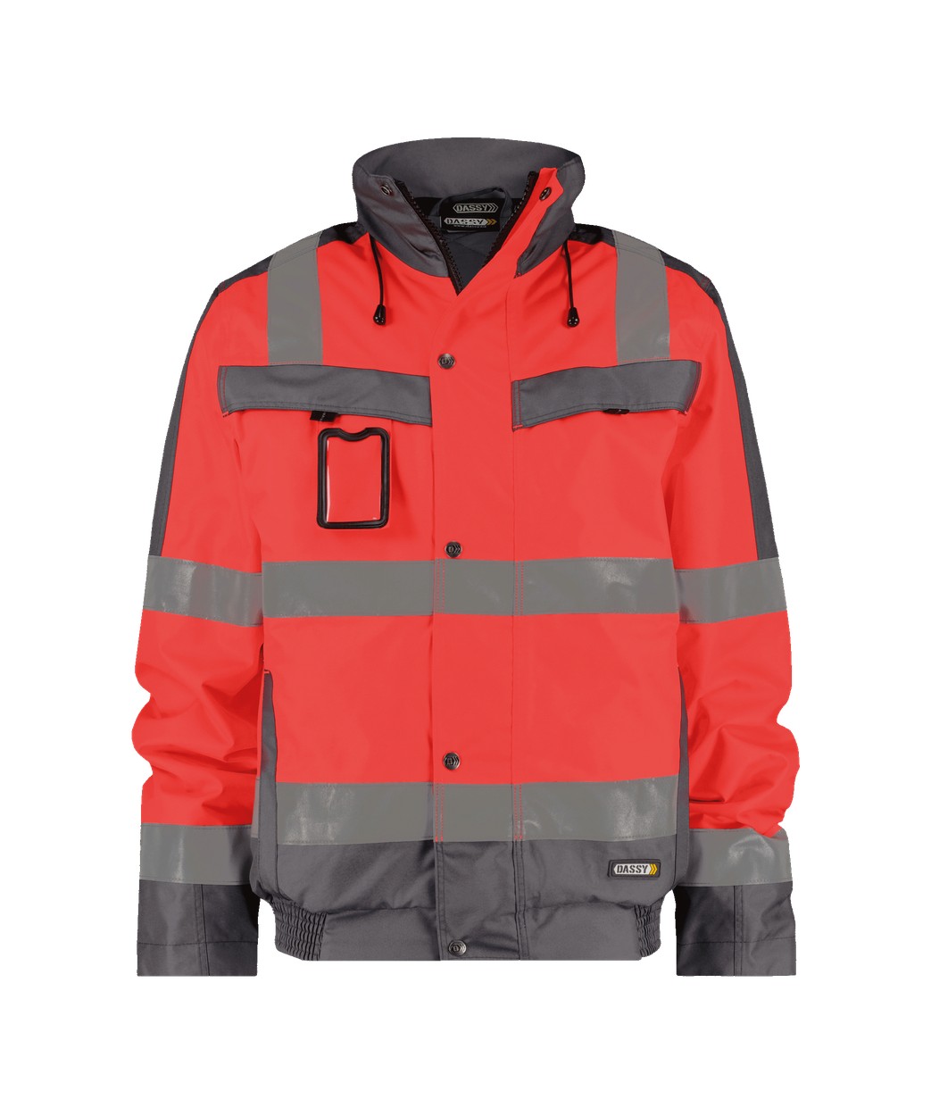 DASSY® Lima in Neonrot/Zementgrau – Vorderansicht
