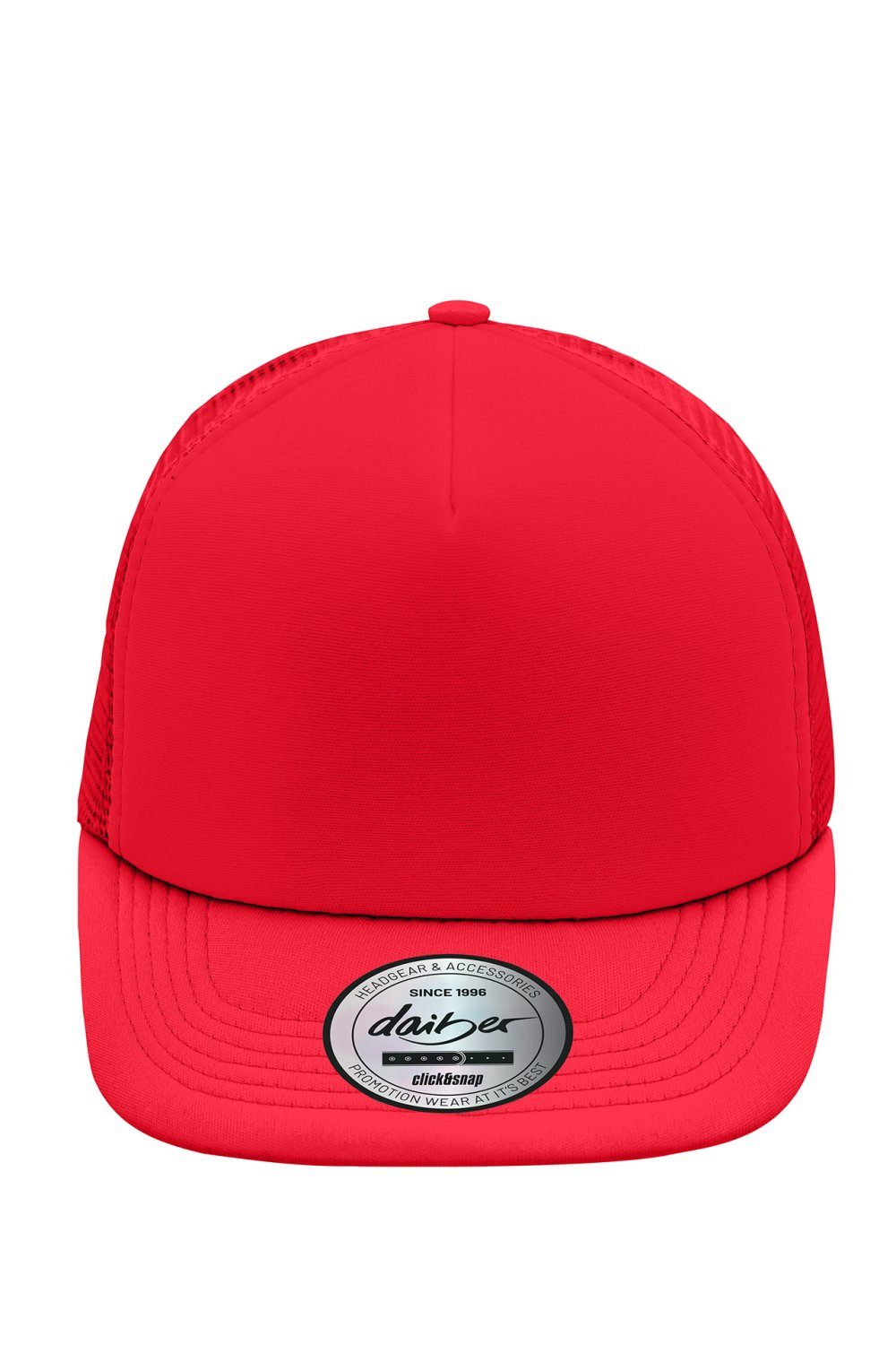 Daiber 5 Panel Flat Peak Cap in Red/Red – Vorderansicht