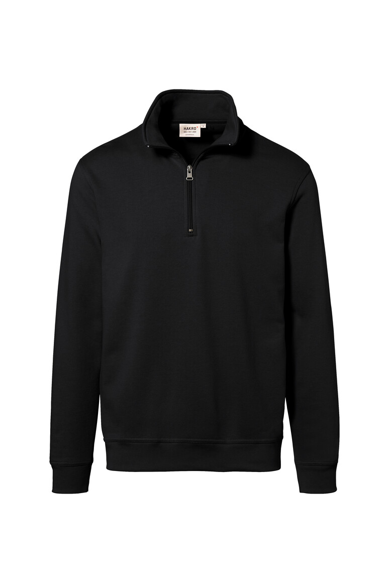 HAKRO 451 Zip-Sweatshirt Premium in Schwarz – Vorderansicht