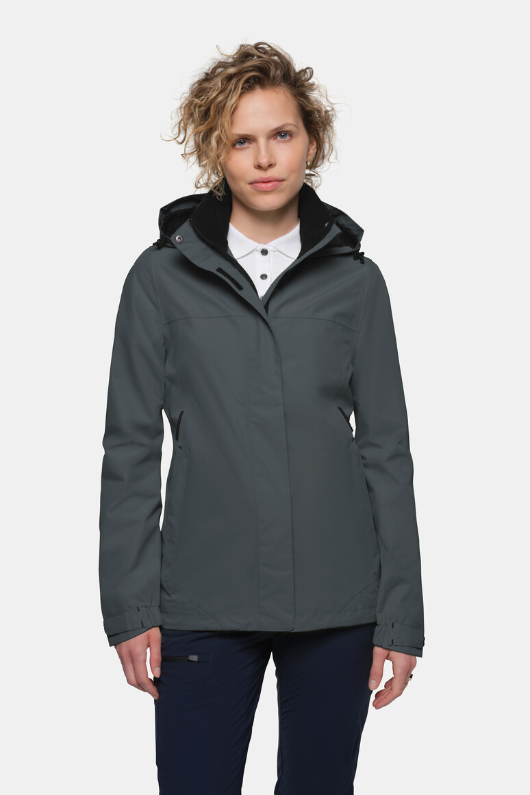 HAKRO 262 Damen Regenjacke in Anthrazit – Modellansicht