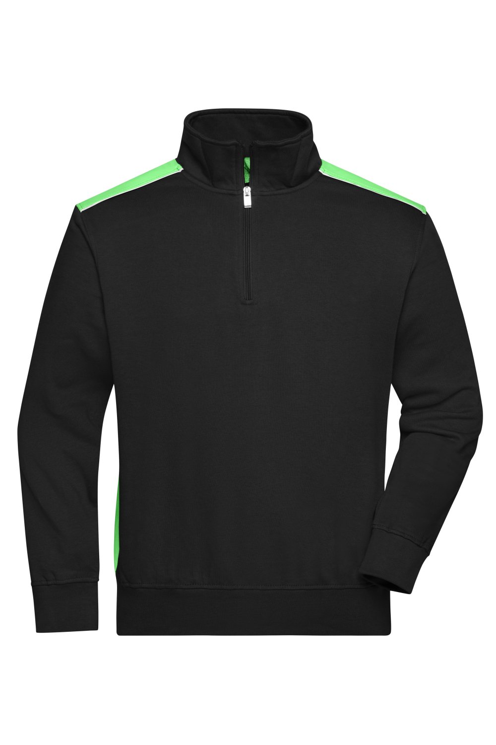 Daiber Workwear Half-Zip Sweat - COLOR - in Black/Lime-Green – Vorderansicht