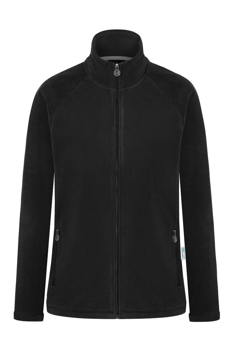 Karlowsky Damen Workwear Fleecejacke Warm-Up in Schwarz – Vorderansicht