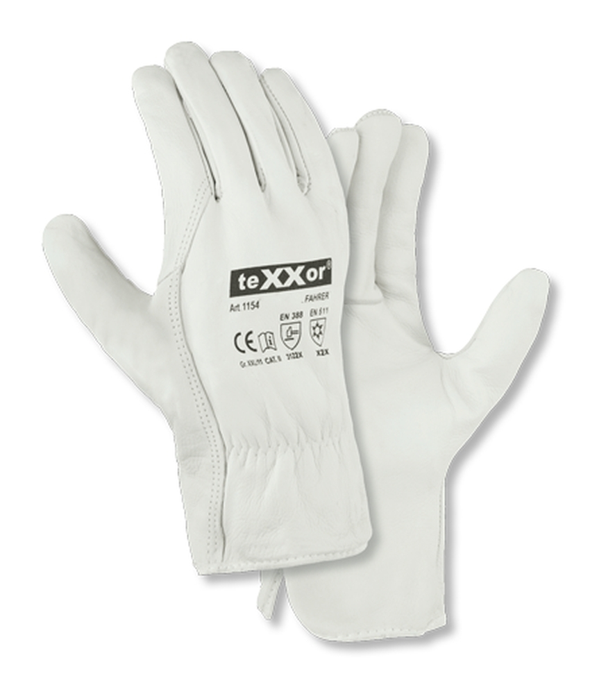 teXXor® Rindnappaleder-Winterhandschuhe FAHRER-WINTER in Natur – Vorderansicht