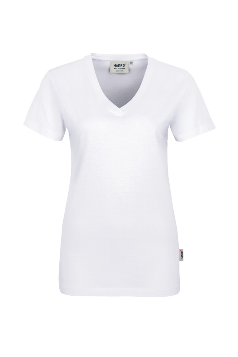 HAKRO 126 Damen V-Shirt Classic in Weiß – Vorderansicht