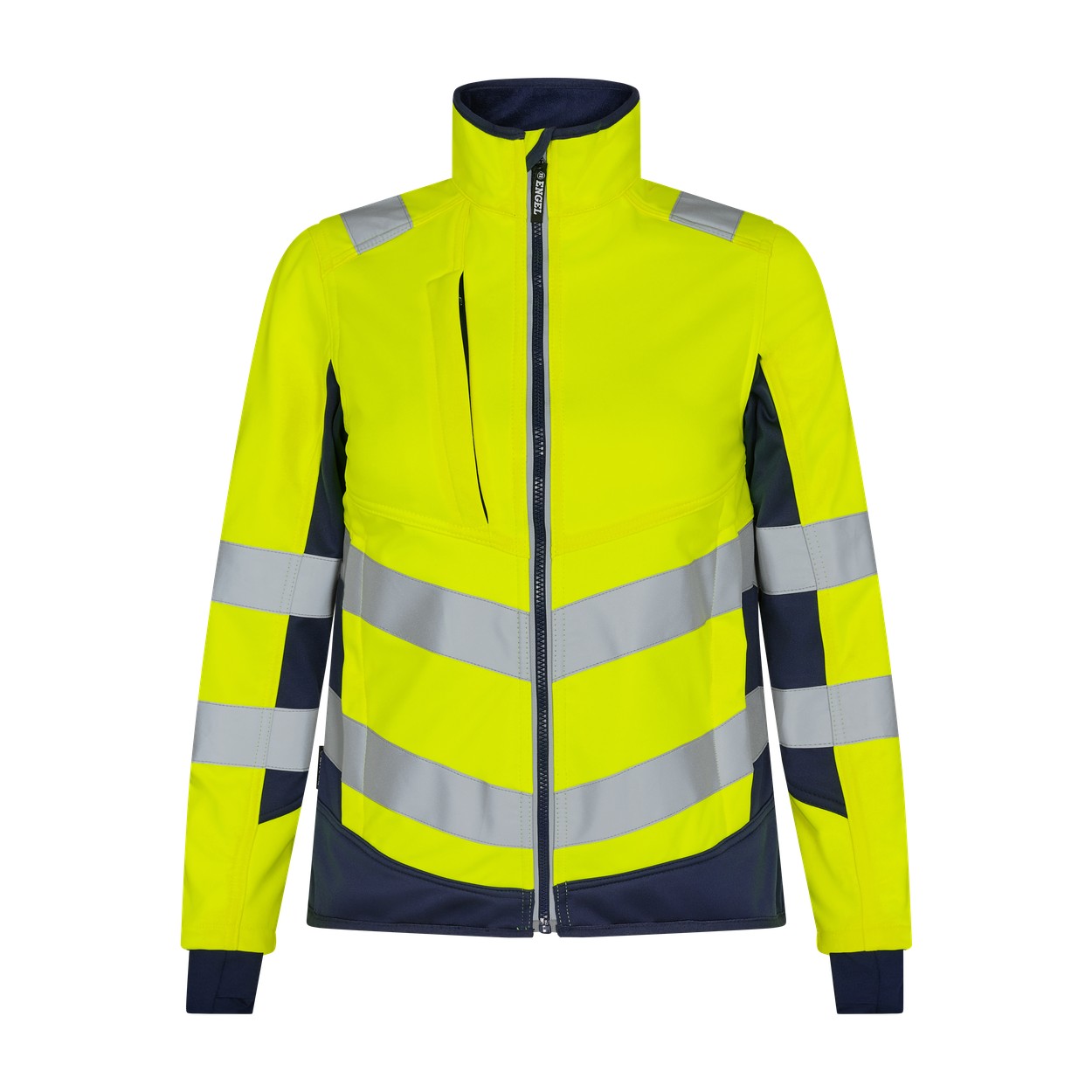 ENGEL Safety 1156-237 Damen Softshelljacke in Gelb/Blue Ink – Vorderansicht