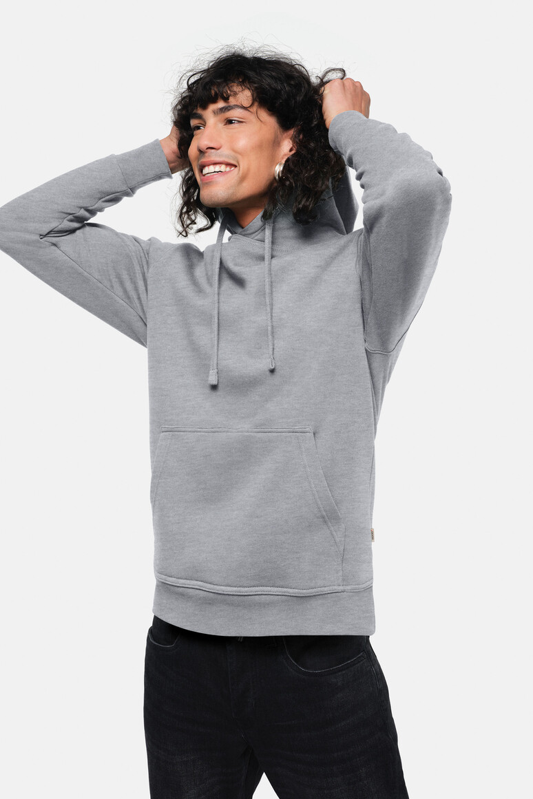 HAKRO 601 Kapuzen-Sweatshirt Premium in Grau Meliert – Modellansicht