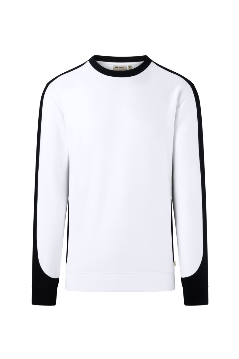 HAKRO 549 Sweatshirt Contrast MIKRALINAR® ECO in Weiß/Schwarz – Vorderansicht
