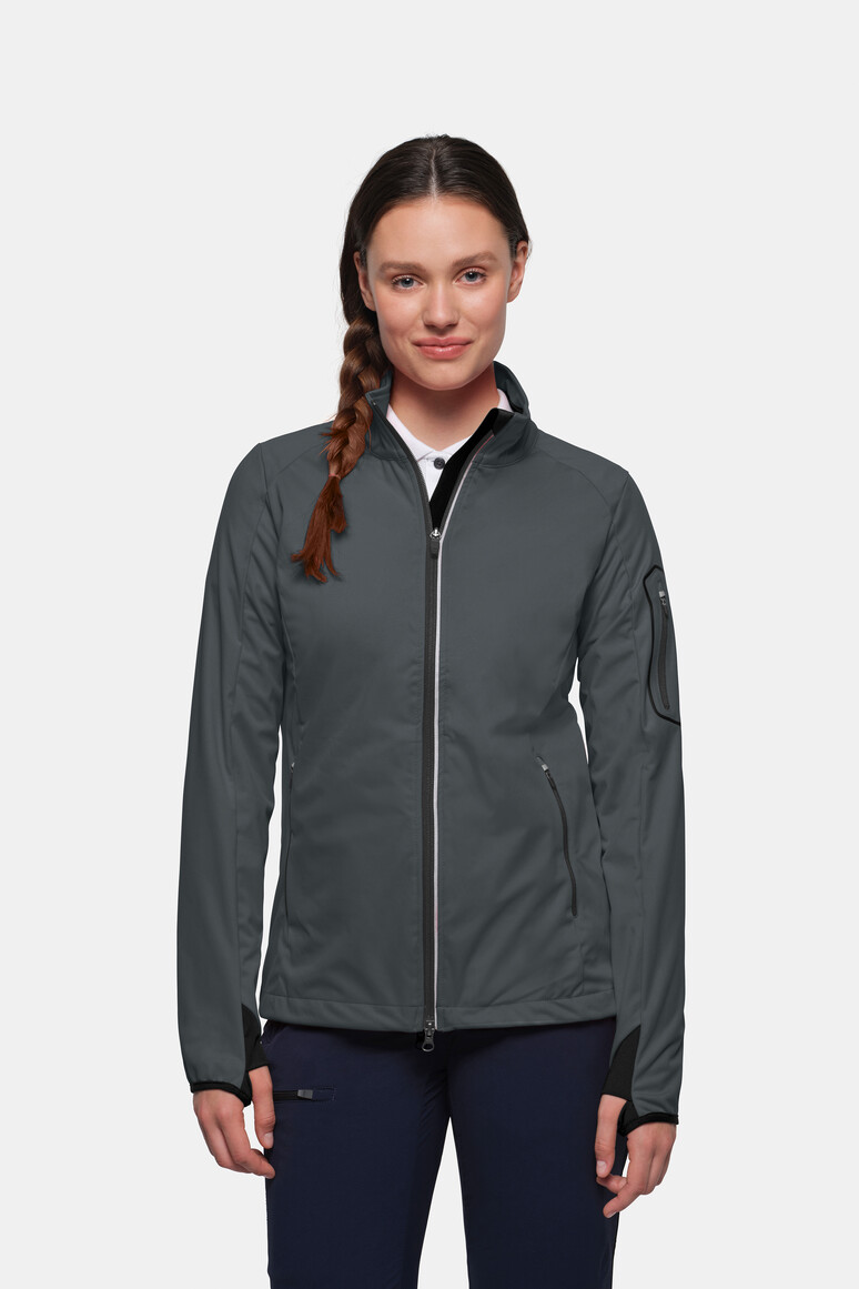 HAKRO 256 Damen Light-Softshelljacke in Anthrazit – Modellansicht
